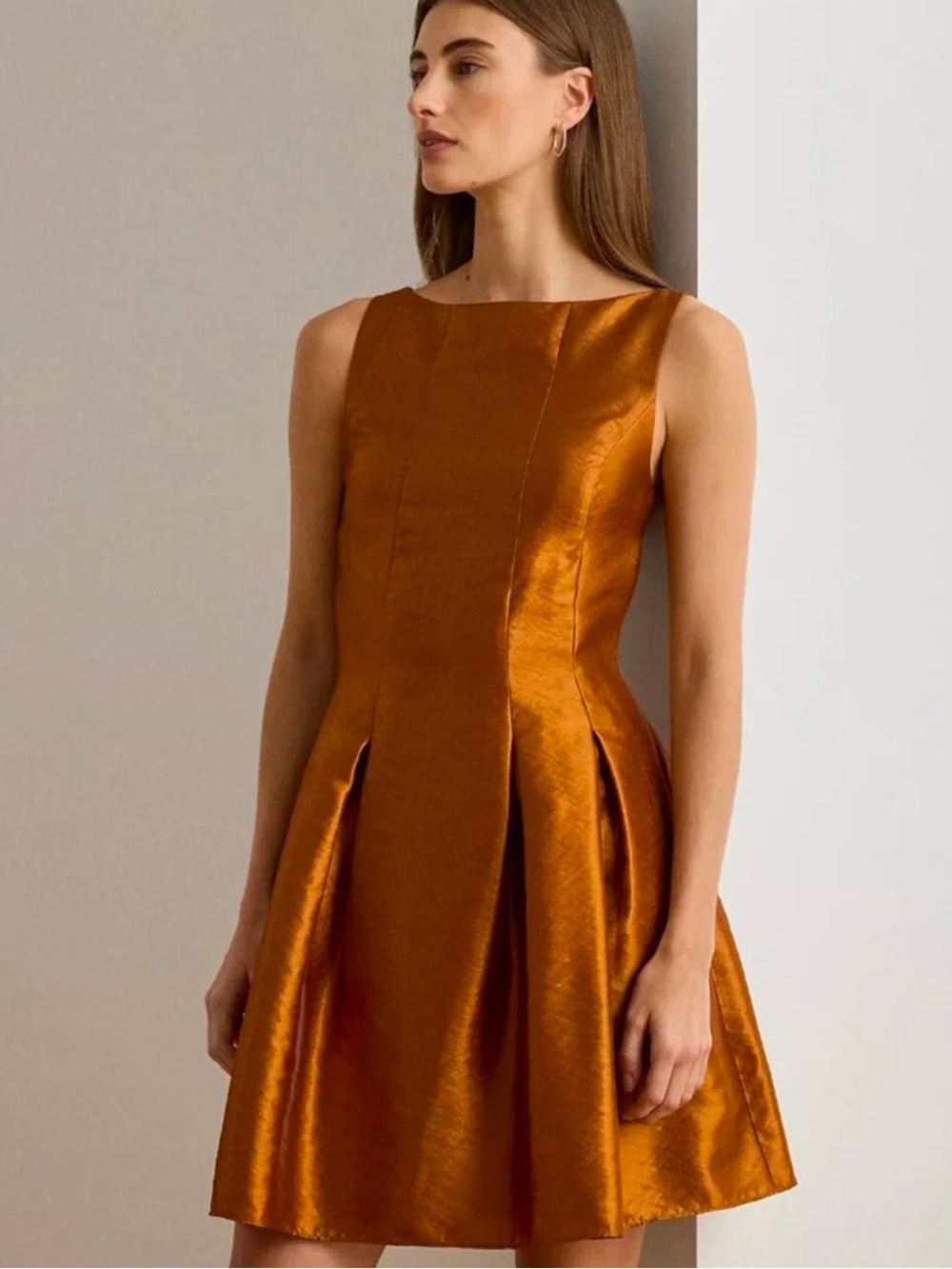 Lauren Ralph Lauren Fit & Flare Copper Metallic Cocktail Dress 6 New